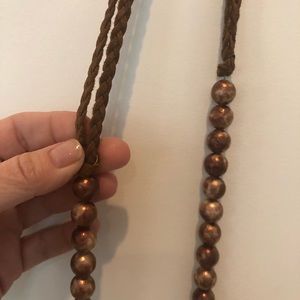 Braided Leather and Weathered bead necklace